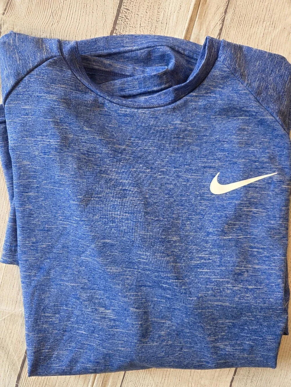 Nike Swim Crewneck Short Sleeve Shirt Mens Medium DriFit UPF 40+ Blue Fitted